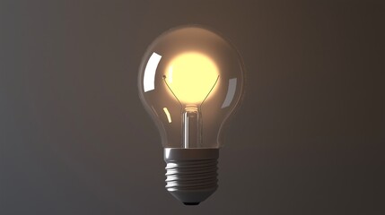 Glowing Light Bulb in a Darkened Room - 3D Render AI Generated