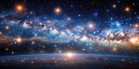 Wall Mural - A mesmerizing view of the cosmos with countless shining stars, cosmos, stars, universe, galaxies, space, astronomy