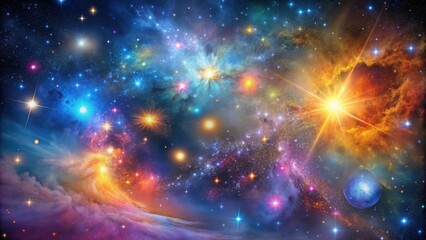 Wall Mural - Beautiful cosmic background with colorful galaxies and sparkling stars, space, universe, galaxies, stars, cosmic