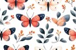 © Food and drink - Watercolor seamless pattern of moths, isolate on white background.