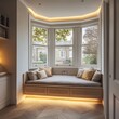 © Lucky_jl - Cozy reading nook with soft cushions, natural light streaming through bay windows, perfect for relaxation and comfort.