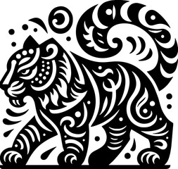 Tiger Solid silhouette Logo in the Mexican style

