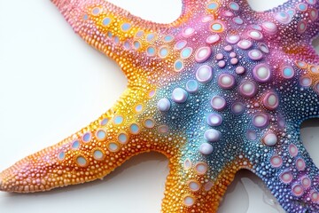 Wall Mural - An abstract colorful starfish, isolate on white background, showcasing dynamic forms and bold strokes.