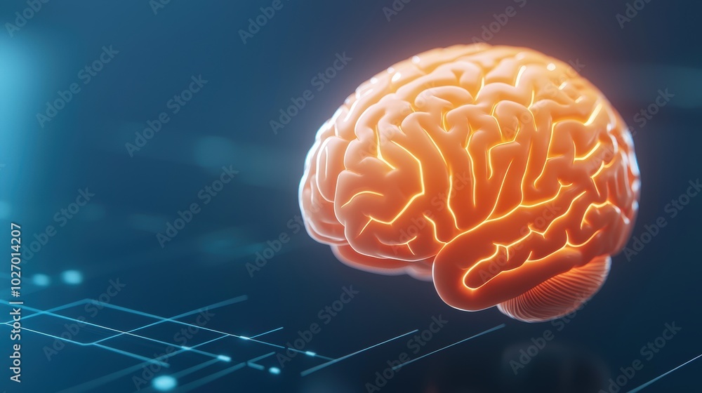 Glowing Active Brain with Neural Connections A glowing 3D brain ...