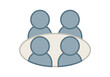 © Gabrieuskal - Icono de reunión de negocios representado con cuatro avatares en una mesa
