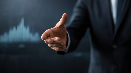 Businessman Offering Handshake on Dark Background