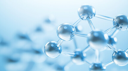 Modern blue transparent molecule model illustrating biotechnology innovation