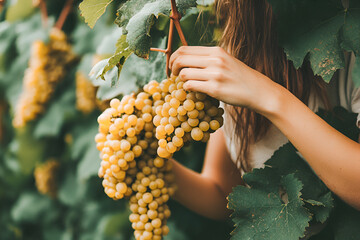 Ripe grapevines on branch, Friuli Venezia Giulia region, harvest season