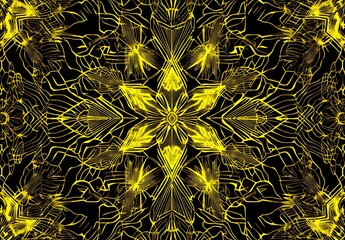 Abstract Yellow Pattern on Black Background