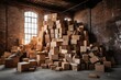 © evening_tao - Massive Stack of Cardboard Boxes in Warehouse