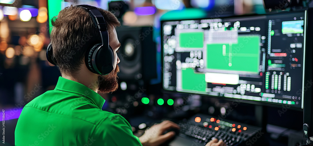 Sports Commentator Using Green Screen Technology Stock Photo | Adobe Stock