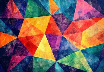 Abstract Geometric Rainbow Pattern on Canvas