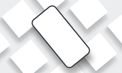 Wall Mural - smartphone mockup with square social media posts, blank template for showing your designs. vector il