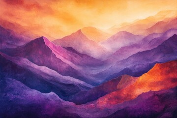 Poster - Mountain Range Sunset