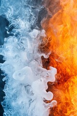 close-up of fire and ice elements, abstract conceptual image generative ai