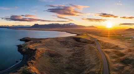 Wall Mural - Serene Sunset Over Coastal Landscape