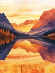 Wall Mural - Lake with Mountains Background