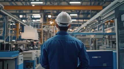 Wall Mural - Industrial Worker Observing Manufacturing Process