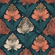 © Abdullah - Floral pattern with lotus flowers and leaves vintage style seamless vector design elegant textile pr