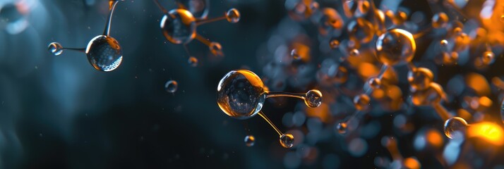 abstract molecular structures with glowing light effects