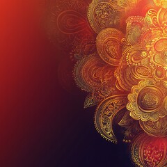 Vibrant Diwali festival vector background filled with intricate paisley and mandala patterns in gold and red hues The rich design contrasts against a soft gradient leaving ample space for a message