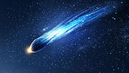 Wall Mural - a bright comet streaks through the night sky, leaving a luminous trail against a backdrop of twinkli