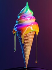 Wall Mural - Rainbow Ice Cream Cone