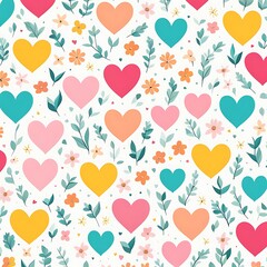 Colorful heart and flower pattern design