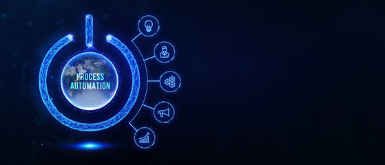 Business process automation, industrial technology innovation, optimization concept. 3d illustration