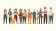 © charli - Group of people from different occupations illustrated for International Labor Day in a flat   illustration  -