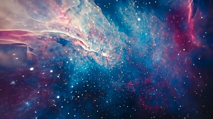 Wall Mural - a nebula with swirling colors of pink, blue, and white against a background of countless stars