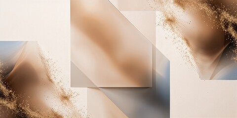 Wall Mural - Abstract beige and brown powder explosion on white background.