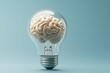 © Minerva Studio - Human brain generating innovative ideas inside light bulb on blue background