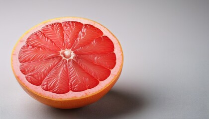 Close-up of Freshly Cut Grapefruit Half Highlighting Juicy, Vibrant Red Flesh for Healthy Eating, Citrus Recipes, and Nutrition Concepts