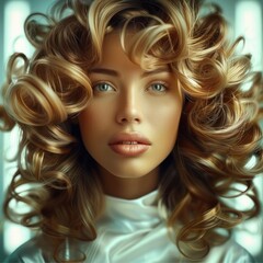 Canvas Print - Woman in beauty salon with wonderful mega hair.