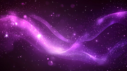 Wall Mural - digital purple particles wave and light abstract background with shining dots stars.