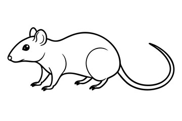 simple icon Children coloring book page, line art, monochrome black and white, cartoon outline cute style, illustration of a rat mouse mice