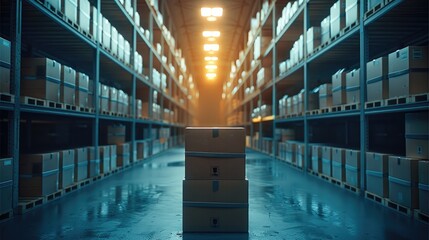 Aufkleber - Many box in warehouse, delivery concept.