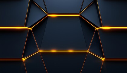 Wall Mural - Abstract Dark Background with Glowing Orange Lines