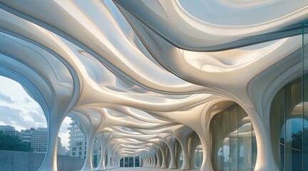 Leinwandbilder - Wavy architectural canopy up and down waves.