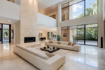 Interior of modern room with comfortable sofa