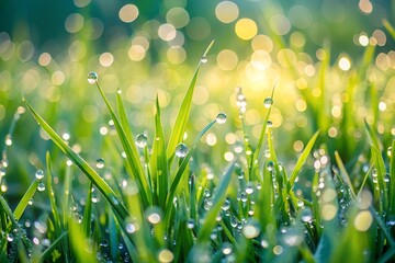 dew drops on grass with elegant visuals