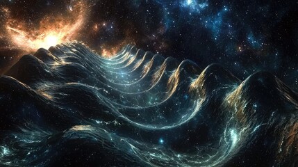 Canvas Print - realistic youtube thumbnail for a video about gravitational waves. the image should depict the unive