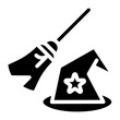 © Circlon - Witch's Hat and Broom Vector Design Icon Style