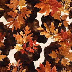 Sticker - Autumn Bliss: Vibrant Watercolor Maple Leaves Pattern