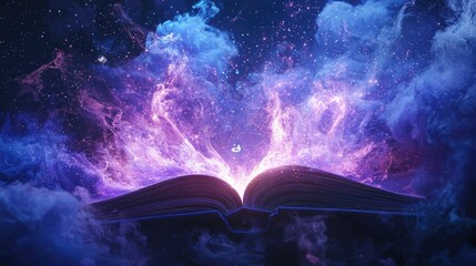 Wall Mural - magic book with magic light