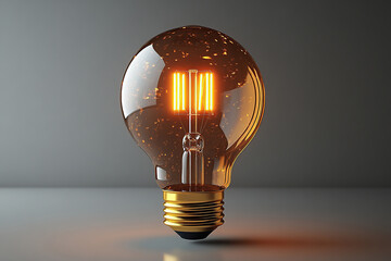 Illuminated lightbulb. AI technology concept