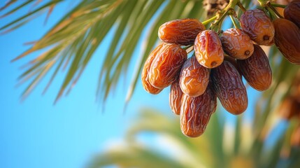 Wall Mural - Ripe Dates Hanging From Palm Tree Branch