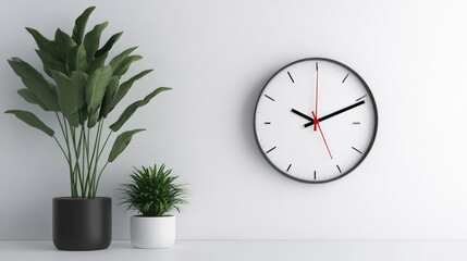 Minimalist Clock and Plants