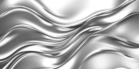 silver shiny metal curve flowing on light gray background